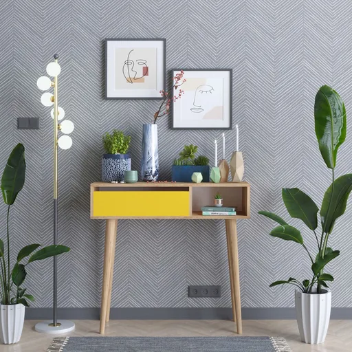 Bufet, Hanah Home, ARLET, 100x94x30 cm, Stejar / Galben