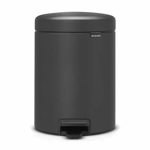 Cos de gunoi cu pedala Brabantia NewIcon 1001103, 5 L, Inchidere lina, Baza antiderapanta, Finisaj mineral, Gri inchis