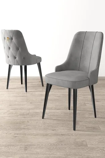 Set scaune 4 piese, Hanah Home, Newa, Gri/Negru