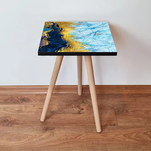 Masuta, Hanah Home, Shp92, 35x42x35 cm, Bleumarin / Albastru / Auriu / Alb