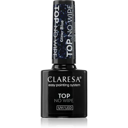 Claresa UV/LED Top Glitter No Wipe lac gel de unghii pentru acoperirea superioară strălucitor culoare Glitter Blue 5 g