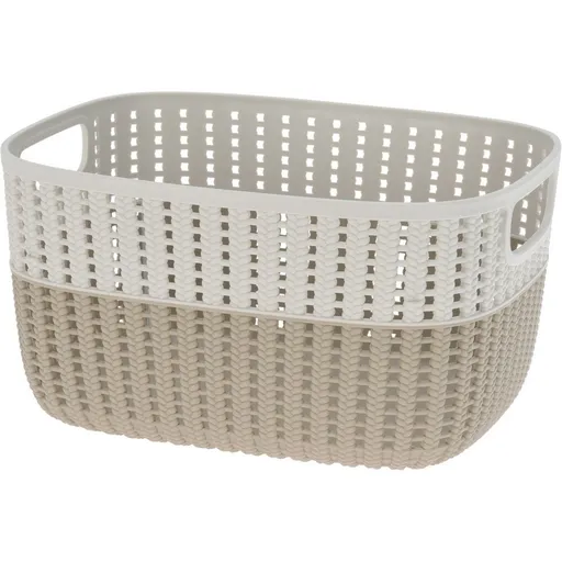 Coș de plastic Duo, crem, 28,6 x 21,8 x 15,1 cm, crem deschis