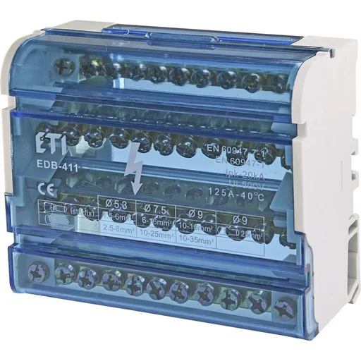 Bloc distributie tetrapolar, 4 bare x 11 poli, 125A Eti 001102304