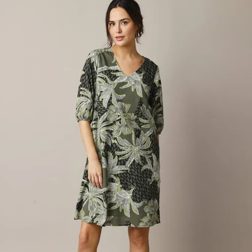 Rochie dreaptă imprimată, bumbac organic
