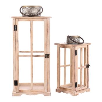 Set de felinare din lemn Loarre 2 buc, maro