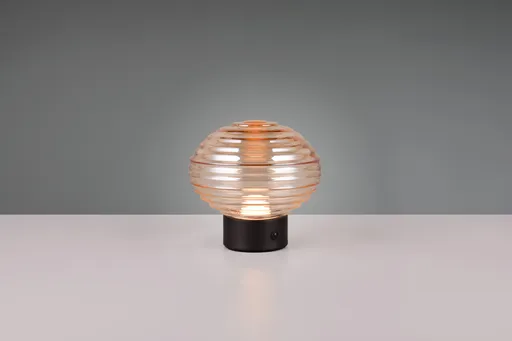 Lampa de masa Earl, RL, 15.5x14.5 cm, 1.5W, 1x SMD, metal, negru mat/chihlimbar