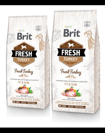 BRIT Fresh Light Fit &amp; Slim hrana uscata caini adulti supraponderali, cu mazare si curcan 24 kg (2 x 12 kg)