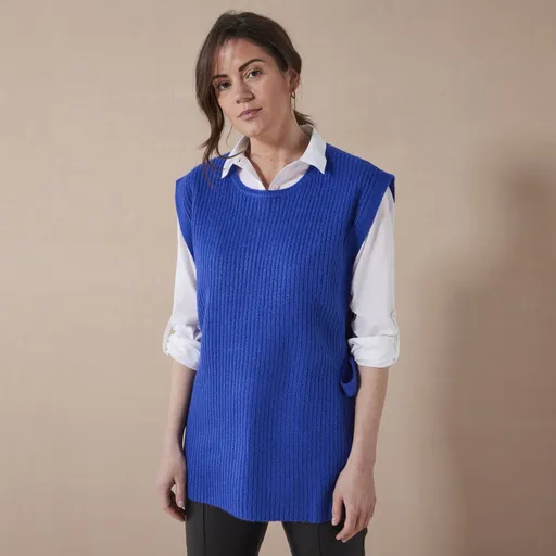 Vestă lungă din tricot fin cu legături pe laterale, mohair la atingere