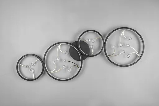 Plafoniera Groovy, TRIO, 95.5x40x6 cm, 37W, 1x SMD, metal, negru mat