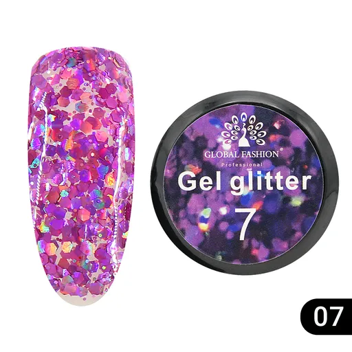Gel Color cu Sclipici, Global Fashion, Glitter, 5 g, Nr. 07, Violet, TPO Free