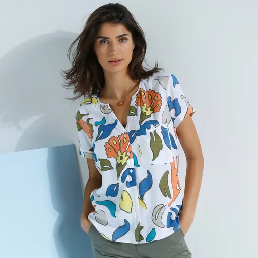 Bluză cu mâneci scurte, cu imprimeu maxi