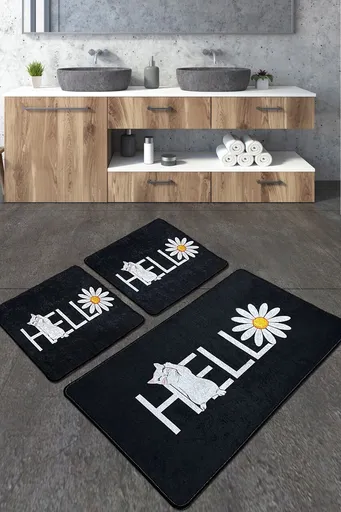 Set covorase de baie, L'essentiel Maison, Hola Gato Djt, Poliester, Multicolor