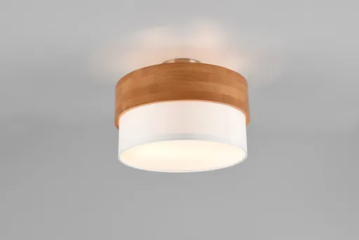 Plafoniera Seasons, TRIO, 30x22 cm, 40W, 2x E14, lemn/textil, natur/alb