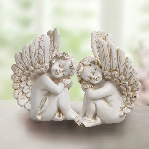 Figurine de îngeri așezați, set de 2 buc