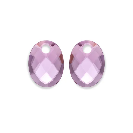 Sparkling Jewels Pandantive ovale pentru cercei din cuarț roz violet EAGEM59-MO