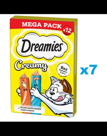 DREAMIES Creamy MEGA PACK pui si somon 84x10 g snack cremos pentru pisici