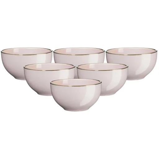 Bol de supă Mäser Metallic RIM Pink, 18,6 cm,6 buc.