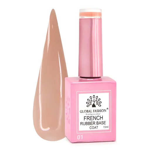 Rubber Base Coat French, Global Fashion, 15 ml, 01 Nude, TPO Free