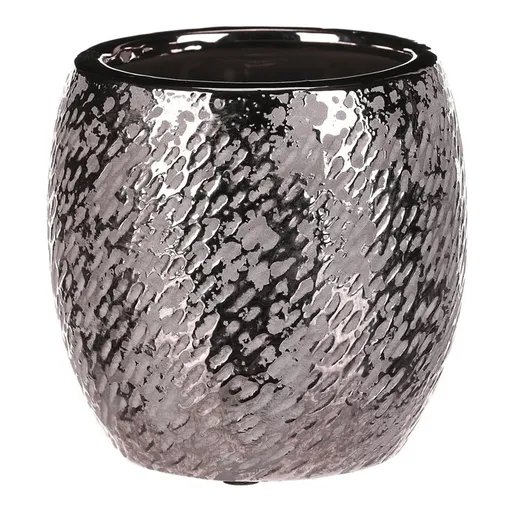 Vas ceramic pentru flori argintiu Silver diam. 14cm, argintiu