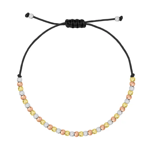 Brilio Silver Brățară textilă neagră cu mărgele tricolore BRC227W