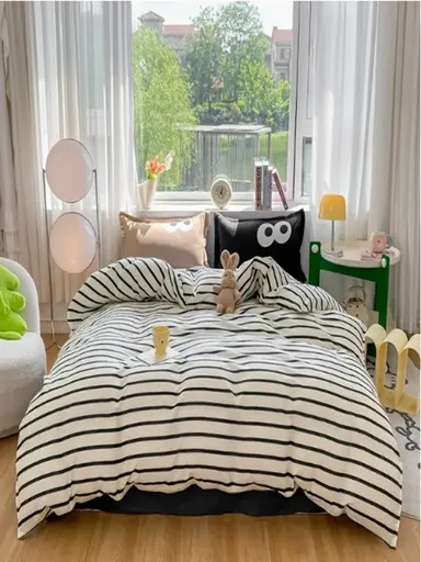 Lenjerie de pat pentru o persoana, L'essentiel Maison, Funny, Negru/Maro