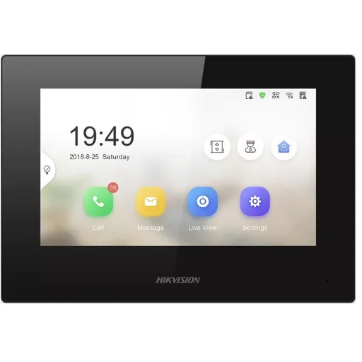 Post interior videointerfon IP Hikvision DS-KH6320-LE1(B), rezolutie 1024 x 600, 7 inch TFT LCD, PoE