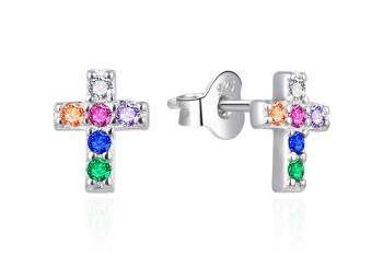 Agato Cercei din argint Cruce cu zirconii colorate AGT-E169PC