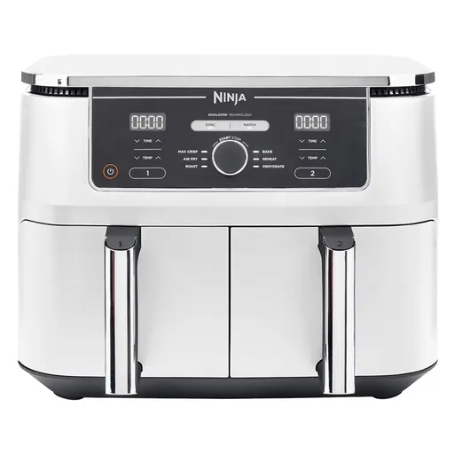 Friteuza dubla cu aer cald Ninja AF400EUWH, 2470W, 9.5 L, 6 programe, 40-240°C, Zone independente, Alb