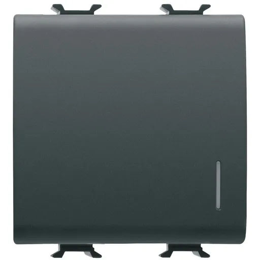 Intrerupator simplu cu Led ( neinclus ) 2 module 16A borne cu surub Gewiss Chorus GW12032, negru satin