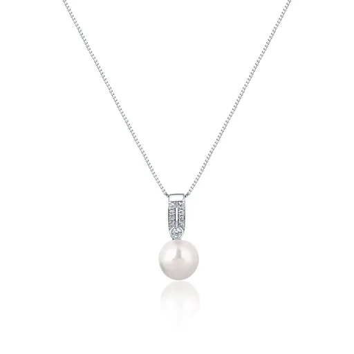 JwL Luxury Pearls Colier elegant cu perlă adevărată și zircon JL0748 (lănțișor, pandantiv)