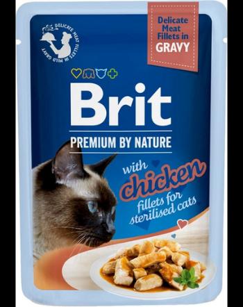 BRIT Premium By Nature Fillets in Gravy for Sterilized Cats cu pui 24x85g hrana umeda pisici
