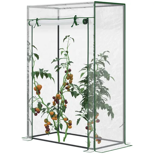 Outsunny Seră de grădină, seră de balcon, pânză consolidată din PVC, structură din oțel, ușă rulabilă cu fermoar, pentru legume, plante, flori în toat
