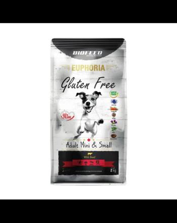 BIOFEED EUPHORIA Gluten Free Mancare uscata fara gluten pentru caini de talie mica si foarte mica, cu vita 12 kg