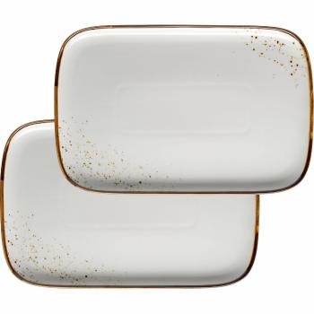 Mäser Set tavă din 2 piese Pintar Puncte maro alb30 x 20 x 2 cm, maro, L