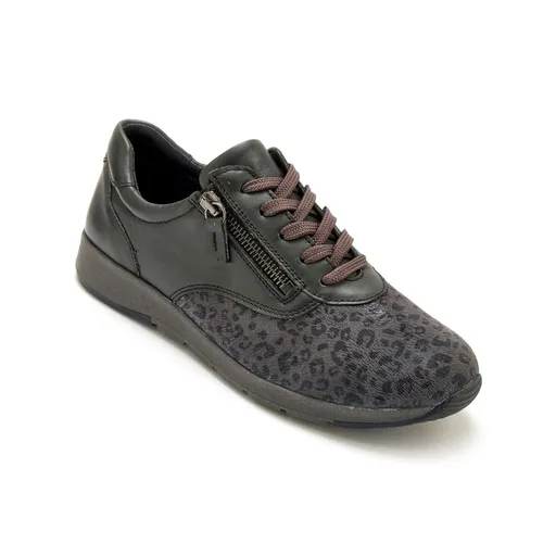 Pantofi din piele imprimată și material textil