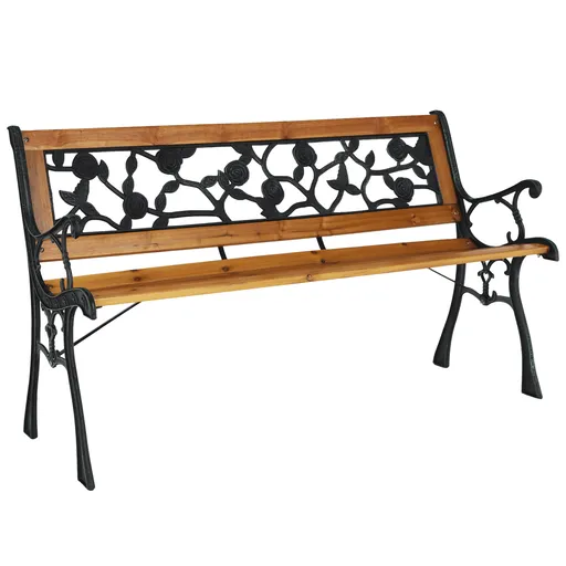 Bancă de grădină Faiza, negru, 126 x 52 x 73 cm