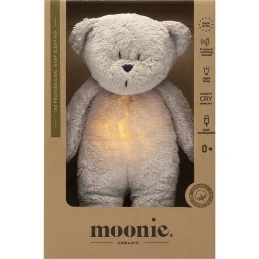 Moonie Bear 2.0 Organic Grey jucărie de adormit cu melodie 1 buc