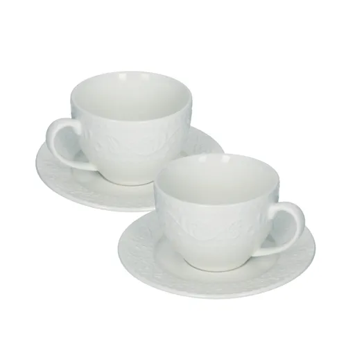Set 2 cesti cu farfurie pentru ceai, Delizie, Brandani, D15.5x7.5 cm, portelan New Bone China