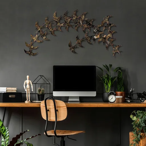 Decoratiune de perete, Kirlangic, Size: 75 x 136 cm, Aur/Negru