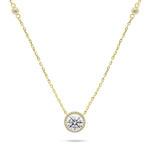 Brilio Silver Colier strălucitor cu zirconiu placat cu aur NCL87Y