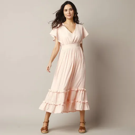 Rochie lungă cu mâneci bufante