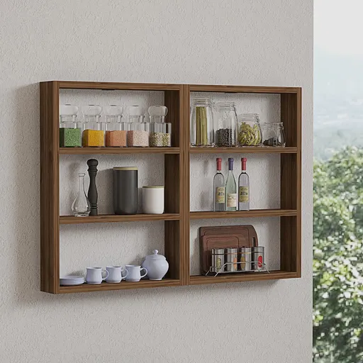 Raft de perete, Hanah Home, Hexa, 84.6x60x9 cm, Maro