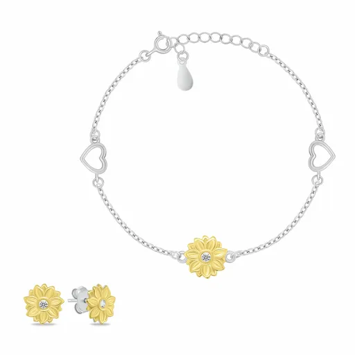 Brilio Silver Set fermecător de bijuterii bicolor cu zirconi SET280WY (cercei, brățară)