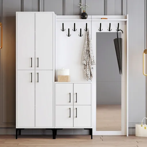 Cuier de perete, Hanah Home, Berlin ABC, 180x200x35 cm, Alb