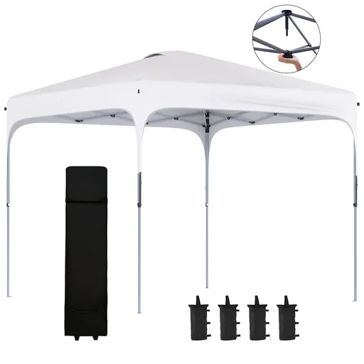 Outsunny Tonelă de grădină 2,5 x 2,5 m barnum pliabil Pop-up înălțime reglabilă pe 4 nivele material Oxford anti UV50+ cadru din oțel sac de transport