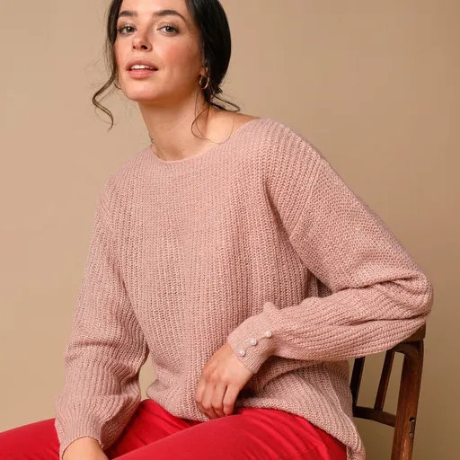 Pulover cu guler tip barcă