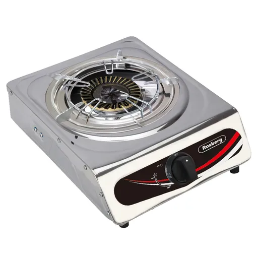 Aragaz Rosberg Oliver Voltz OV51454B, 3.45 kWh, 30 mbar, 1 arzator, Suport fonta, Inox