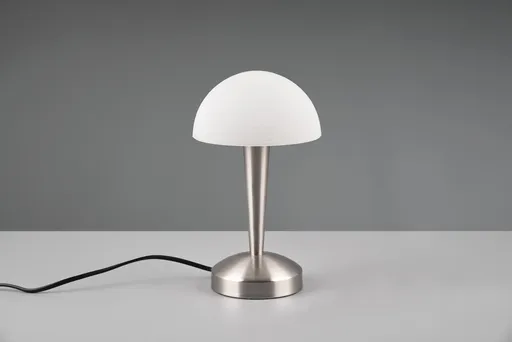 Lampa de masa Canaria, RL, 15x26.5 cm, 4.9W, 1x E14, metal, nichel mat/ alb