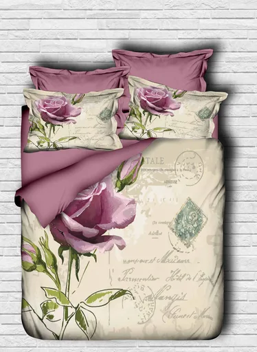 Lenjerie de pat pentru o persoana, L'essentiel Maison, 125, Lilac / White / Green