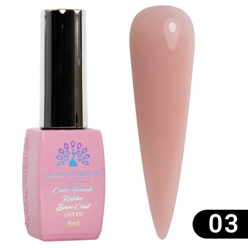 Base Coat Color French, Global Fashion, 8 ml, 03 Nude, TPO Free